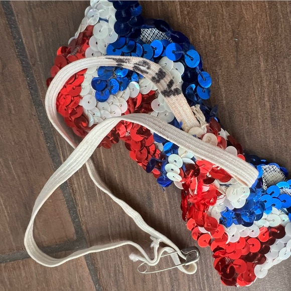 Vintage Sequin Americana Vest set with Cap and Bowtie sz 36 Stars and Stripes - Picture 3 of 9